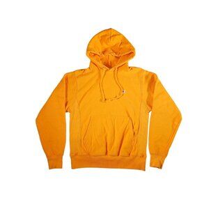 Y2K Champion Reverse Weave Hoodie Embroidered Logo Yellow Gold Sweatshirt Size S
